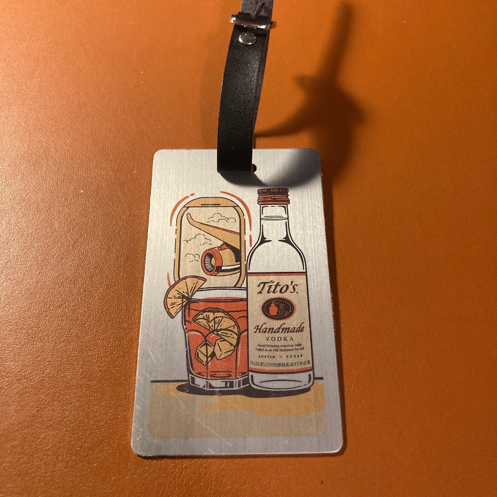 Tito's Vodka Metal Luggage Tag